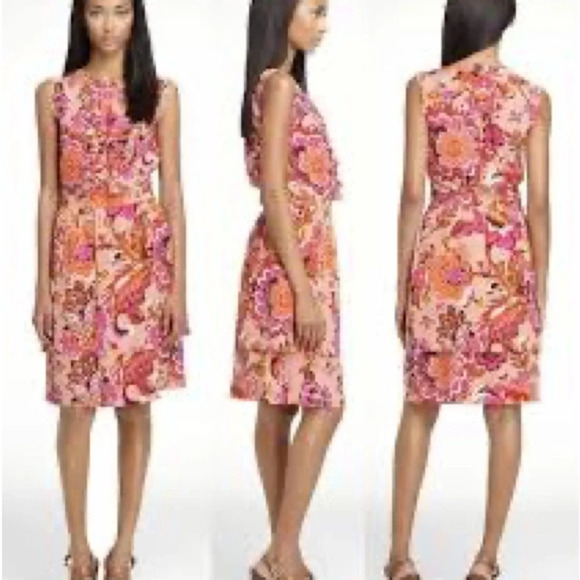 Tory Burch Darilynn Silk Dress in Pink Grapefruit/Wildflower - Size 2 - Picture 1 of 9